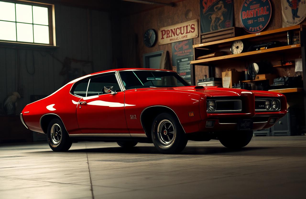 1969 Pontiac GTO in the shop